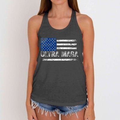 Ultra Maga Us Flag Usa Top American Ultra Mega Women's Knotted Racerback Tank