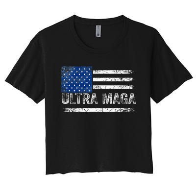 Ultra Maga Us Flag Usa Top American Ultra Mega Women's Crop Top Tee