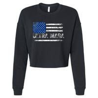 Ultra Maga Us Flag Usa Top American Ultra Mega Cropped Pullover Crew