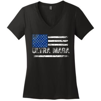 Ultra Maga Us Flag Usa Top American Ultra Mega Women's V-Neck T-Shirt