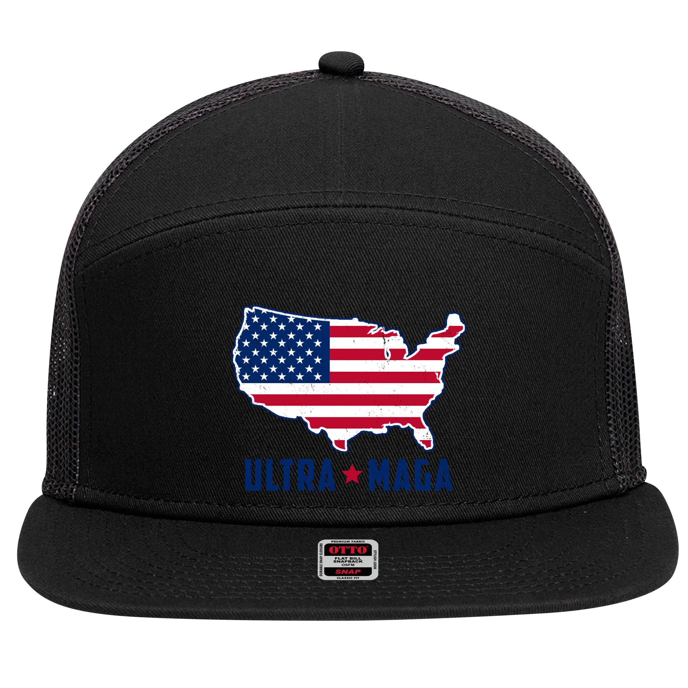 Ultra Maga United States Map 7 Panel Mesh Trucker Snapback Hat