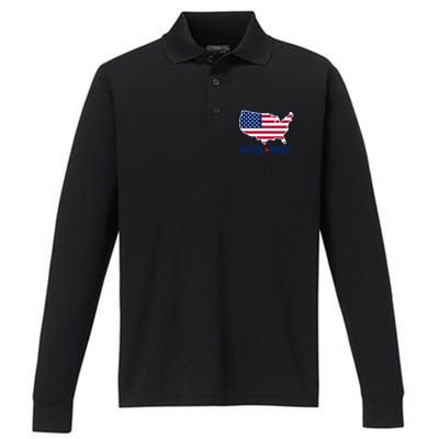 Ultra Maga United States Map Performance Long Sleeve Polo