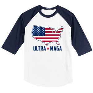 Ultra Maga United States Map Baseball Sleeve Shirt