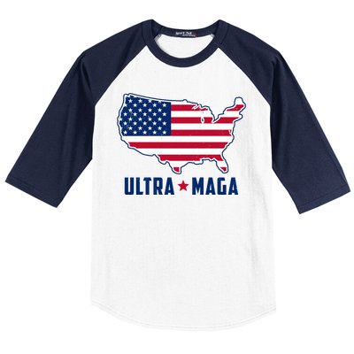 Ultra Maga United States Map Baseball Sleeve Shirt