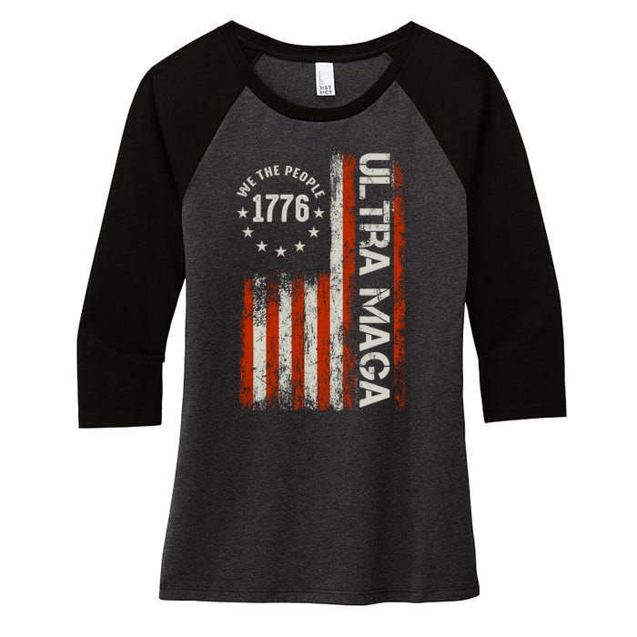 Ultra Maga 1776 We The People Women's Tri-Blend 3/4-Sleeve Raglan Shirt