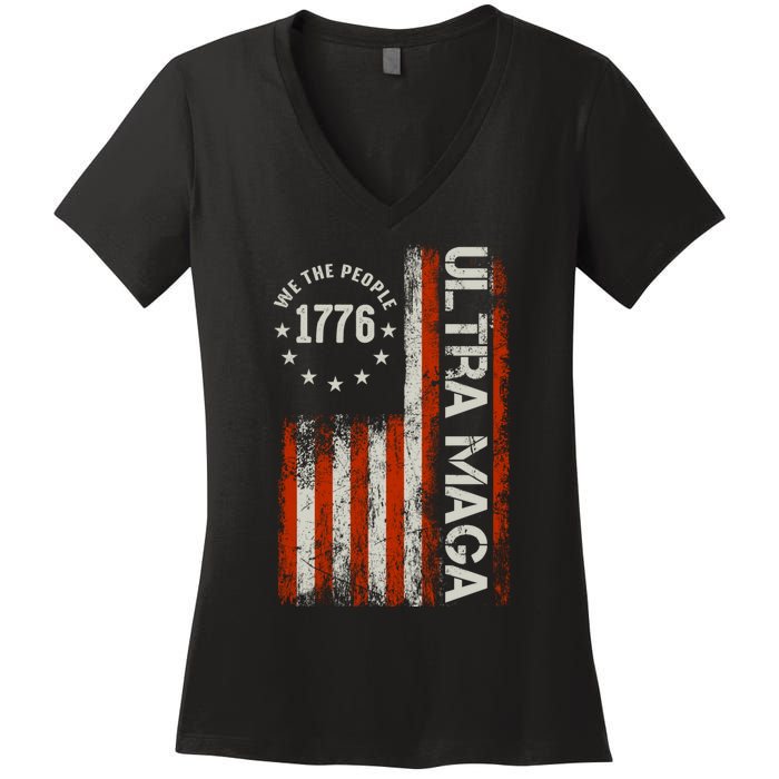 Ultra Maga 1776 We The People Women's V-Neck T-Shirt