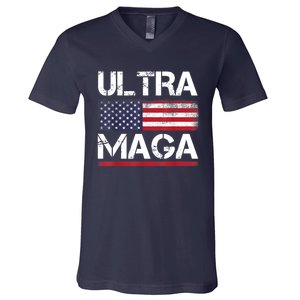 Ultra Maga US Flag American Flag 1 V-Neck T-Shirt