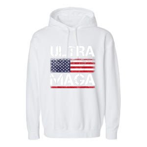 Ultra Maga US Flag American Flag 1 Garment-Dyed Fleece Hoodie