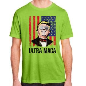 Ultra MAGA USA Flag Parody Trump 2024 Anti Biden Adult ChromaSoft Performance T-Shirt