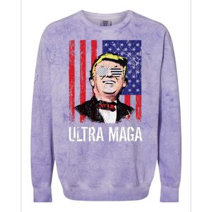 Ultra MAGA USA Flag Parody Trump 2024 Anti Biden Colorblast Crewneck Sweatshirt