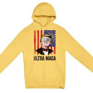 Ultra MAGA USA Flag Parody Trump 2024 Anti Biden Premium Pullover Hoodie