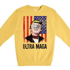 Ultra MAGA USA Flag Parody Trump 2024 Anti Biden Premium Crewneck Sweatshirt