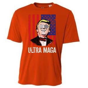 Ultra MAGA USA Flag Parody Trump 2024 Anti Biden Cooling Performance Crew T-Shirt