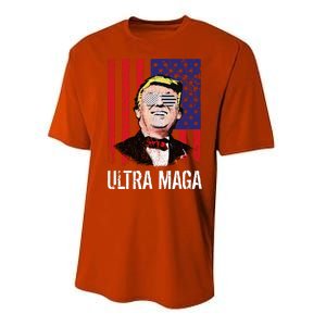 Ultra MAGA USA Flag Parody Trump 2024 Anti Biden Performance Sprint T-Shirt