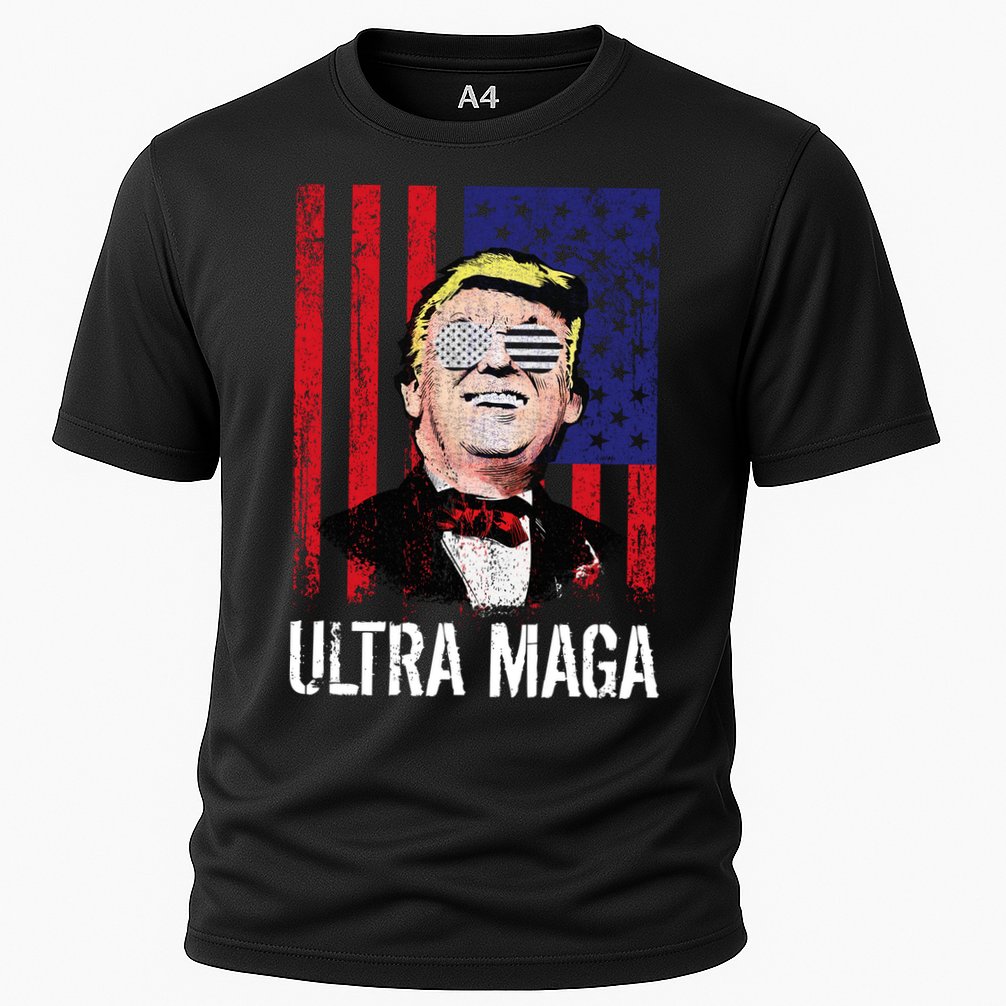 Ultra MAGA USA Flag Parody Trump 2024 Anti Biden Cooling Performance Crew T-Shirt