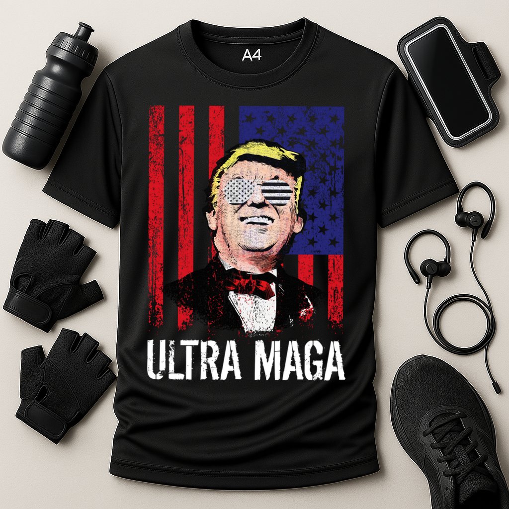 Ultra MAGA USA Flag Parody Trump 2024 Anti Biden Cooling Performance Crew T-Shirt