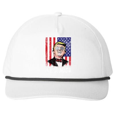 Ultra MAGA USA Flag Parody Trump 2024 Anti Biden Snapback Five-Panel Rope Hat