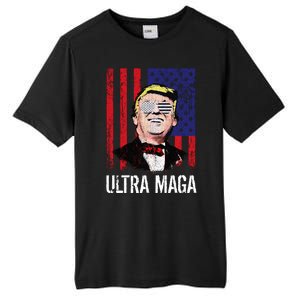 Ultra MAGA USA Flag Parody Trump 2024 Anti Biden Tall Fusion ChromaSoft Performance T-Shirt