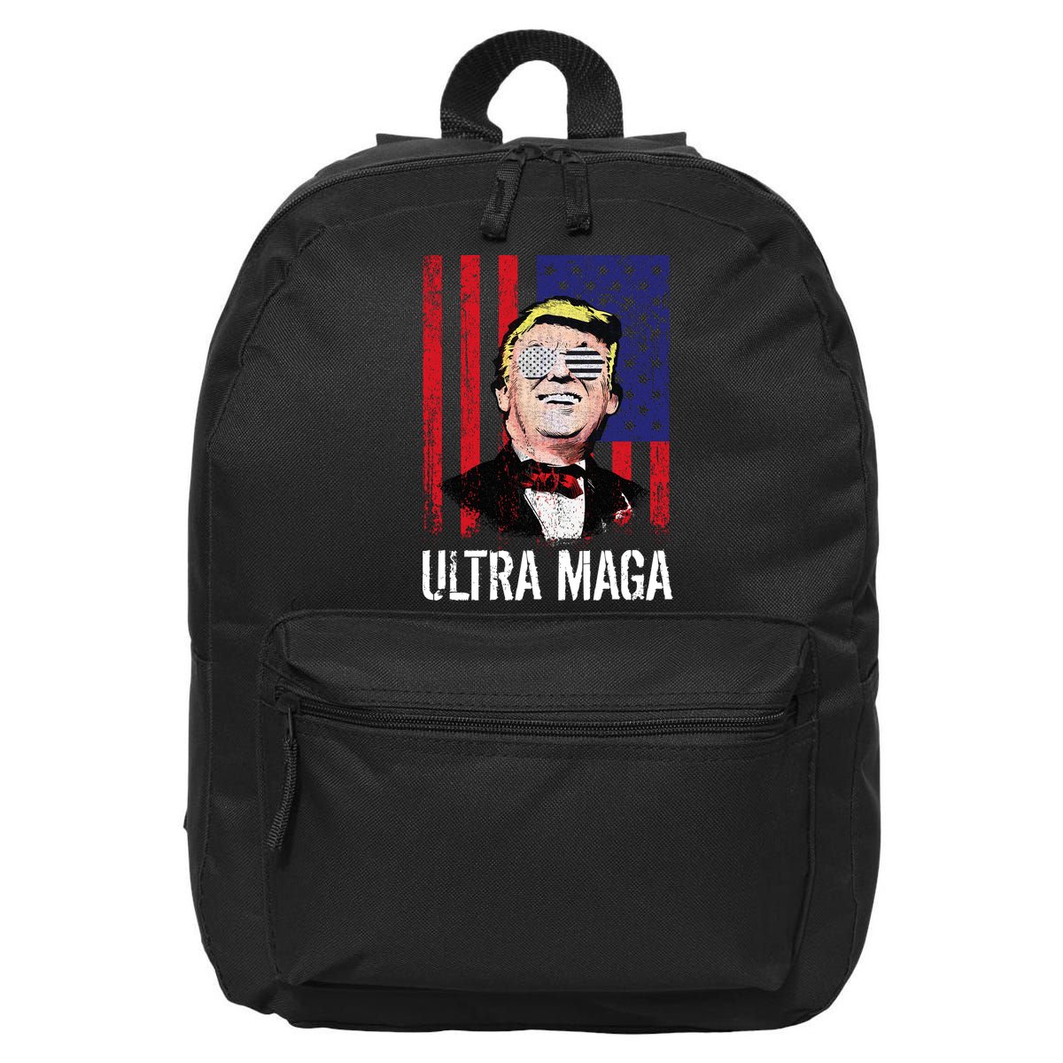 Ultra MAGA USA Flag Parody Trump 2024 Anti Biden 16 in Basic Backpack