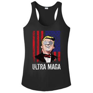 Ultra MAGA USA Flag Parody Trump 2024 Anti Biden Ladies PosiCharge Competitor Racerback Tank