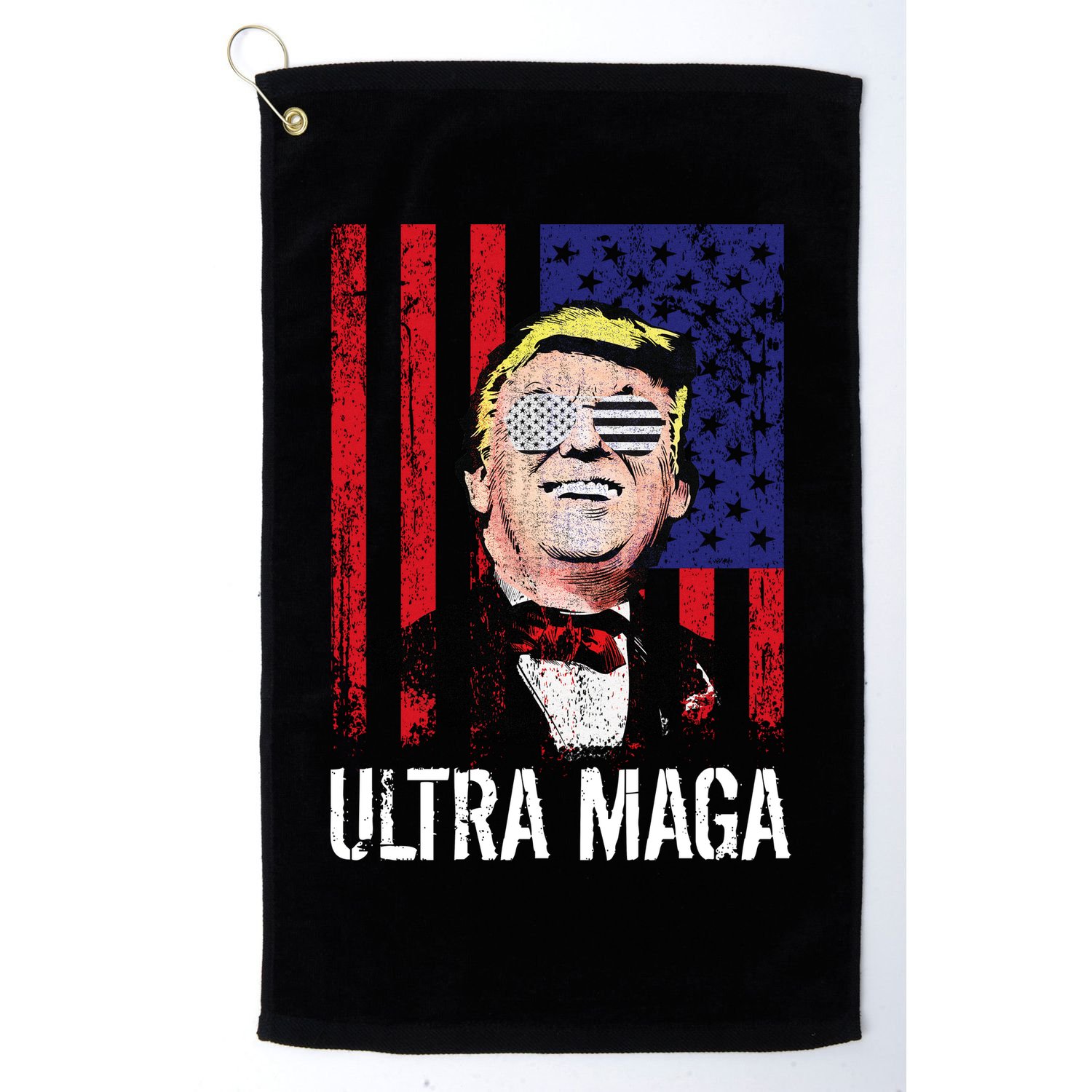 Ultra MAGA USA Flag Parody Trump 2024 Anti Biden Golf Towel