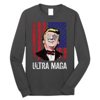 Ultra MAGA USA Flag Parody Trump 2024 Anti Biden Long Sleeve Shirt