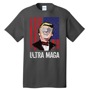 Ultra MAGA USA Flag Parody Trump 2024 Anti Biden Tall T-Shirt