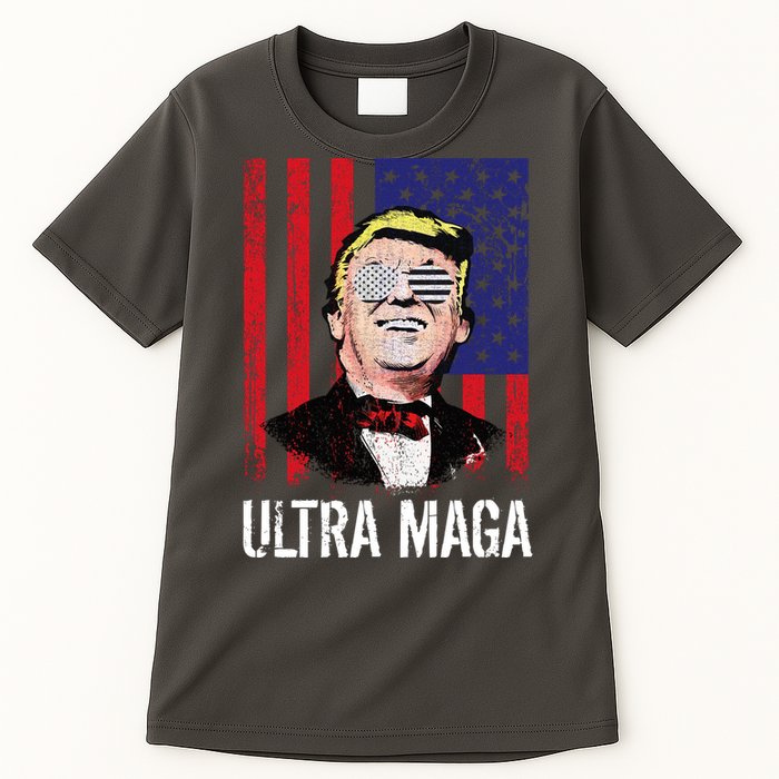 Ultra MAGA USA Flag Parody Trump 2024 Anti Biden Tall T-Shirt