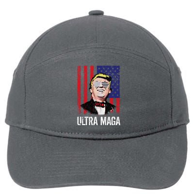 Ultra MAGA USA Flag Parody Trump 2024 Anti Biden 7-Panel Snapback Hat