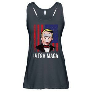 Ultra MAGA USA Flag Parody Trump 2024 Anti Biden Ladies Essential Flowy Tank