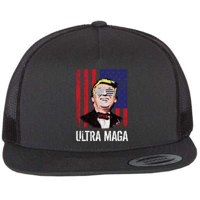 Ultra MAGA USA Flag Parody Trump 2024 Anti Biden Flat Bill Trucker Hat