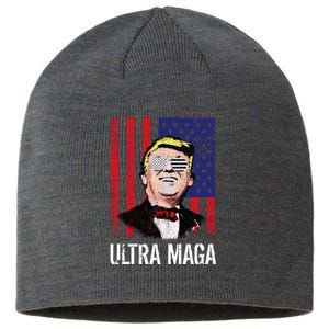 Ultra MAGA USA Flag Parody Trump 2024 Anti Biden Sustainable Beanie