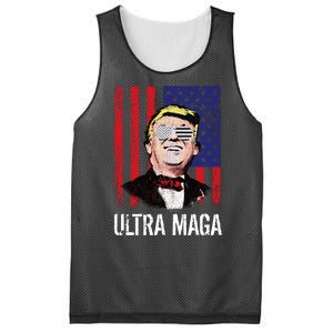 Ultra MAGA USA Flag Parody Trump 2024 Anti Biden Mesh Reversible Basketball Jersey Tank