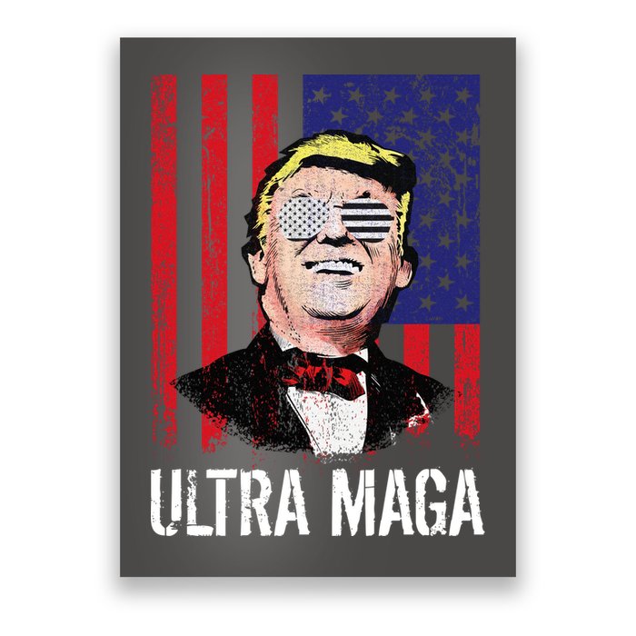 Ultra MAGA USA Flag Parody Trump 2024 Anti Biden Poster