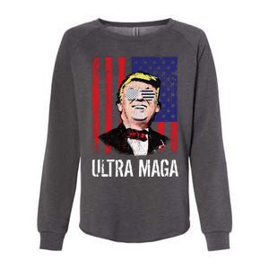 Ultra MAGA USA Flag Parody Trump 2024 Anti Biden Womens California Wash Sweatshirt