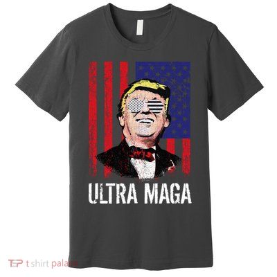 Ultra MAGA USA Flag Parody Trump 2024 Anti Biden Premium T-Shirt