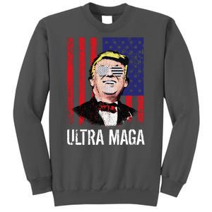 Ultra MAGA USA Flag Parody Trump 2024 Anti Biden Tall Sweatshirt