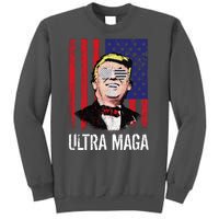 Ultra MAGA USA Flag Parody Trump 2024 Anti Biden Tall Sweatshirt