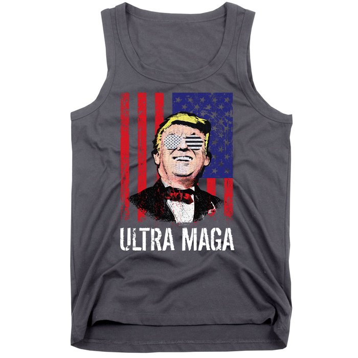 Ultra MAGA USA Flag Parody Trump 2024 Anti Biden Tank Top