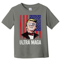 Ultra MAGA USA Flag Parody Trump 2024 Anti Biden Toddler T-Shirt