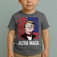 Ultra MAGA USA Flag Parody Trump 2024 Anti Biden Toddler T-Shirt