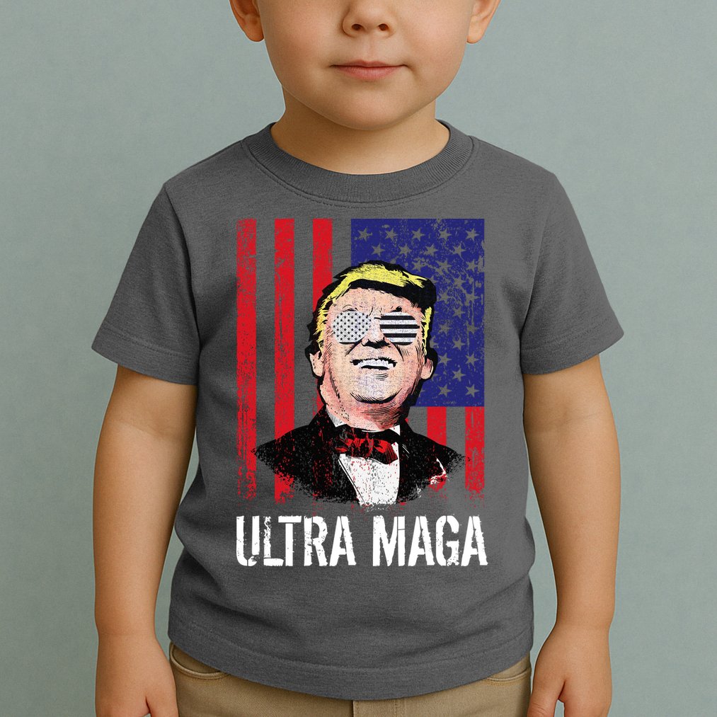 Ultra MAGA USA Flag Parody Trump 2024 Anti Biden Toddler T-Shirt