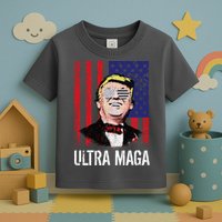 Ultra MAGA USA Flag Parody Trump 2024 Anti Biden Toddler T-Shirt