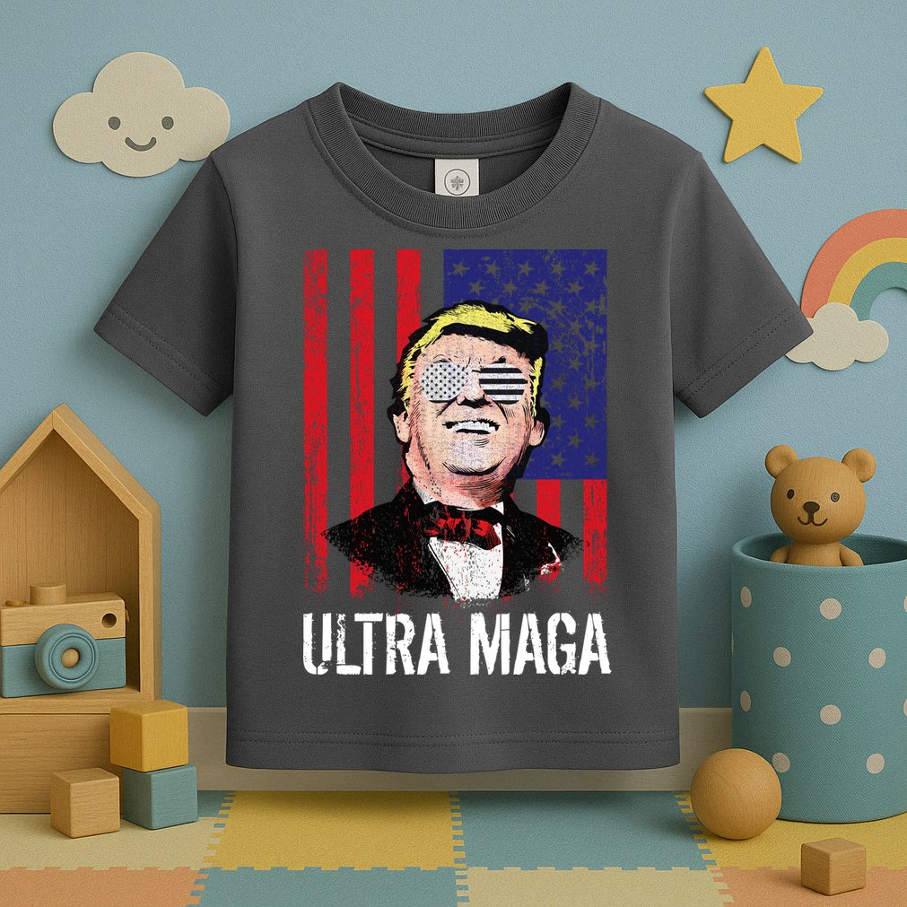 Ultra MAGA USA Flag Parody Trump 2024 Anti Biden Toddler T-Shirt