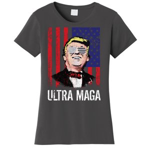 Ultra MAGA USA Flag Parody Trump 2024 Anti Biden Women's T-Shirt