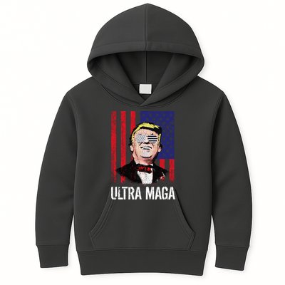 Ultra MAGA USA Flag Parody Trump 2024 Anti Biden Kids Hoodie