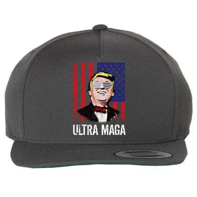 Ultra MAGA USA Flag Parody Trump 2024 Anti Biden Wool Snapback Cap