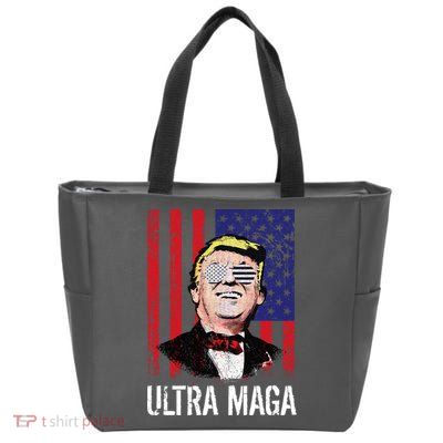 Ultra MAGA USA Flag Parody Trump 2024 Anti Biden Zip Tote Bag