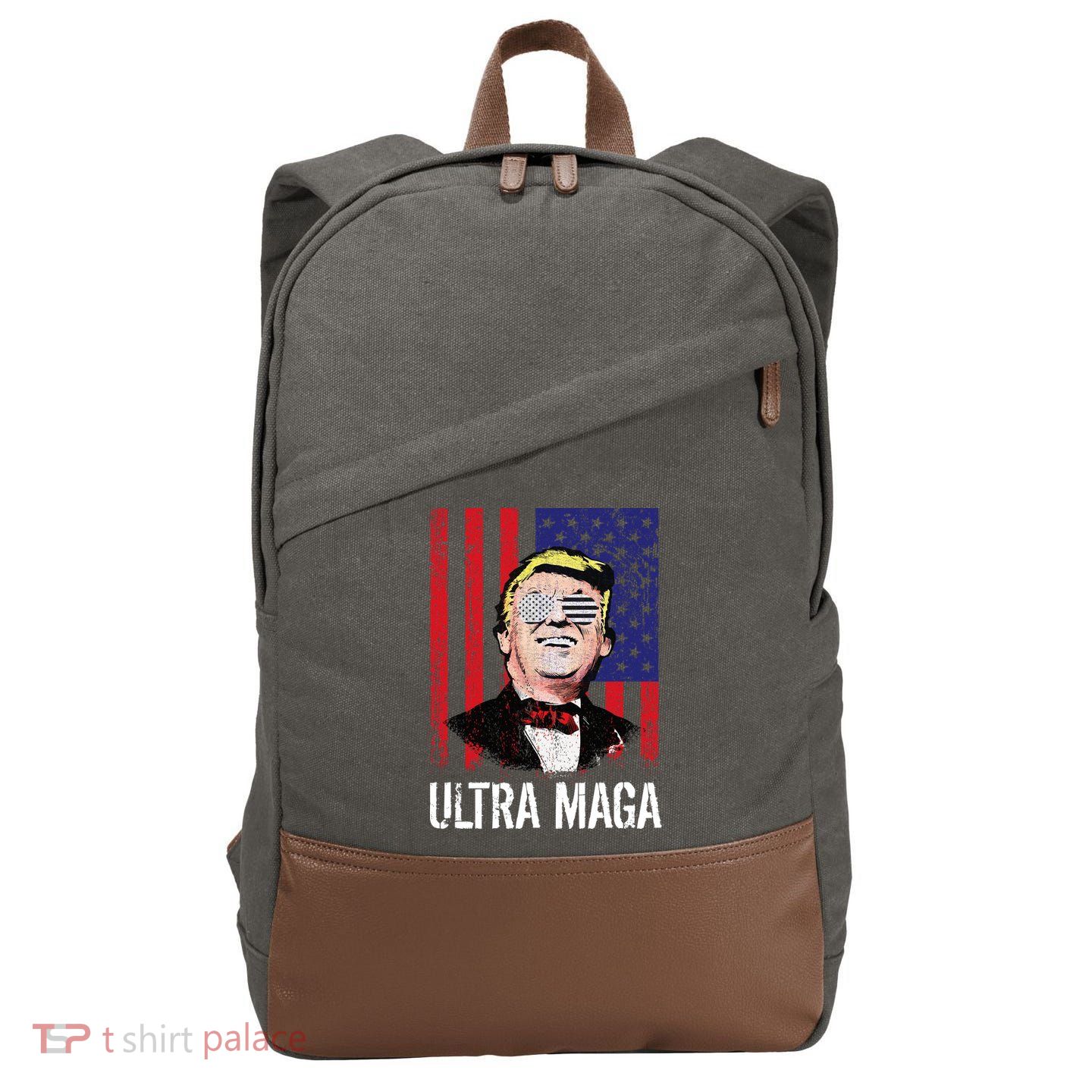 Ultra MAGA USA Flag Parody Trump 2024 Anti Biden Cotton Canvas Backpack