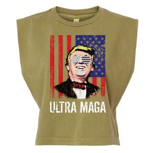 Ultra MAGA USA Flag Parody Trump 2024 Anti Biden Garment-Dyed Women's Muscle Tee